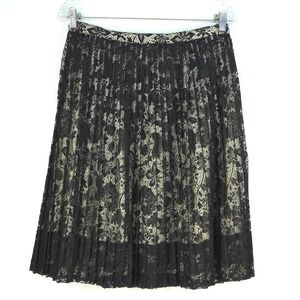 Lace Floral Overlay Maxi Skirt Women's 6 Black Pull On‎ Witchy Whimsigoth Fairy